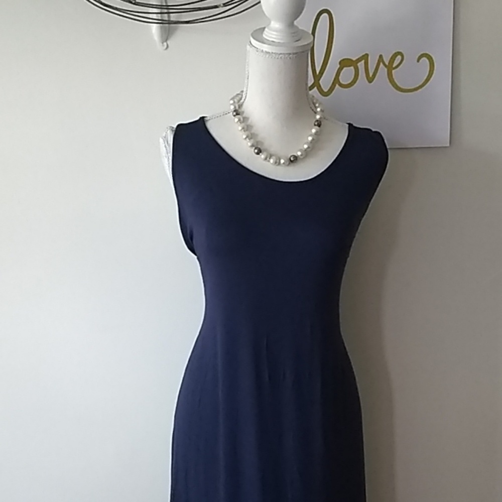 NY Collection navy blue maxi-dress long - Picture 2 of 6